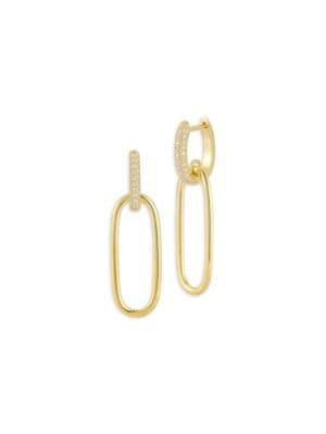 SPHERA MILANO
 14K Goldplated Sterling Silver & Cubic Zirconia Link Drop Earrings