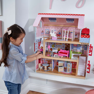 image 3 of KidKraft Chelsea Doll Cottage Wooden Dollhouse with 16 Accessories, for 5-Inch Dolls