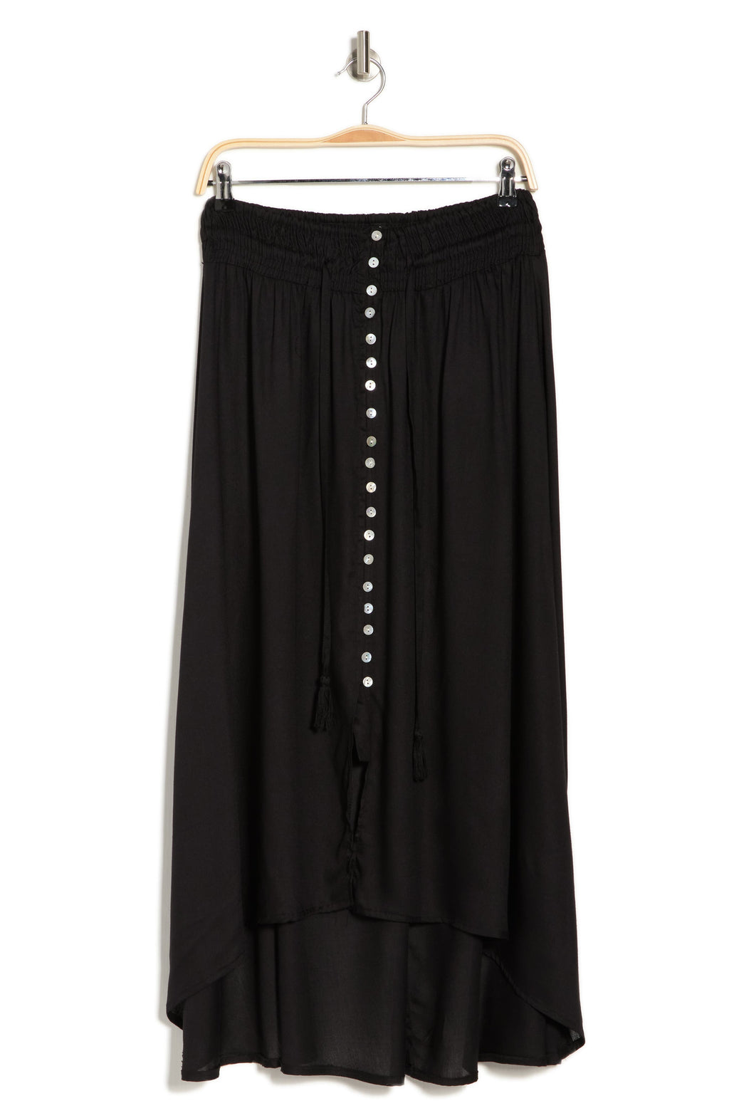 BOHO ME Button Front High-Low Cover-Up Skirt, Main, color, BLACK