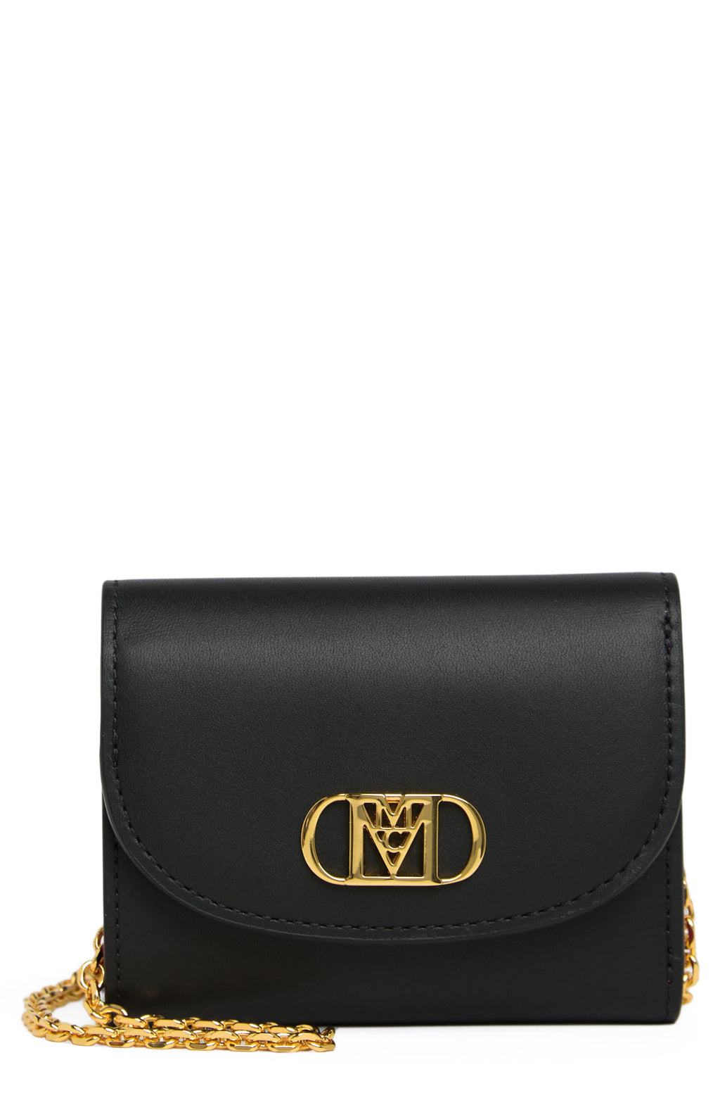 MCM Mode Travia Leather Chain Wallet, Main, color, BLACK