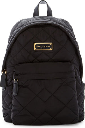 MARC JACOBS Quilted Nylon School Backpack, Main, color, BLACK