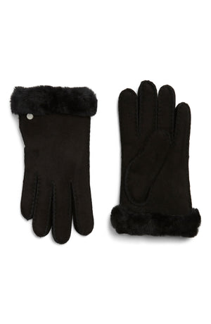 UGG<sup>®</sup> UGG Genuine Dyed Shearling Slim Side Vent Gloves, Main, color, BLACK