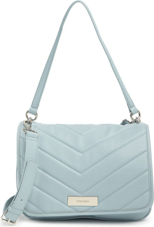 STEVE MADDEN Whitley Quilted Flap Crossbody Bag, Main, color, SOFT BLUE