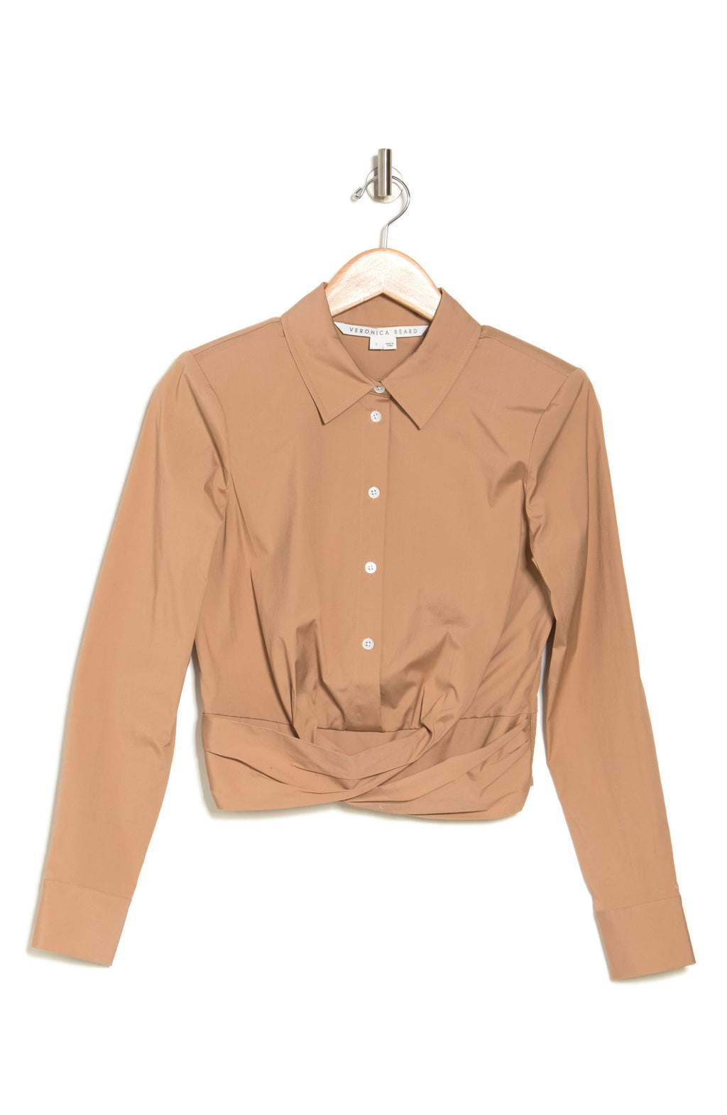 Veronica Beard Veroy Crop Button-Up Shirt, Alternate, color, DEEP KHAKI