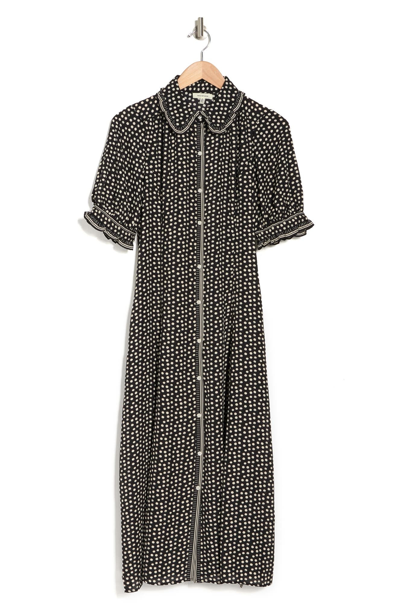 MAX STUDIO Collared Shirt Dress, Alternate, color, BLACK/ CREAM