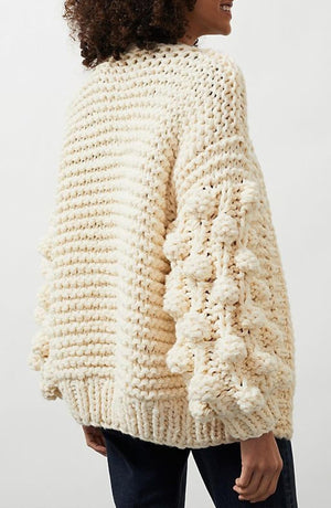 SAACHI Bobble Sleeve Knit Cardigan, Alternate, color, IVORY