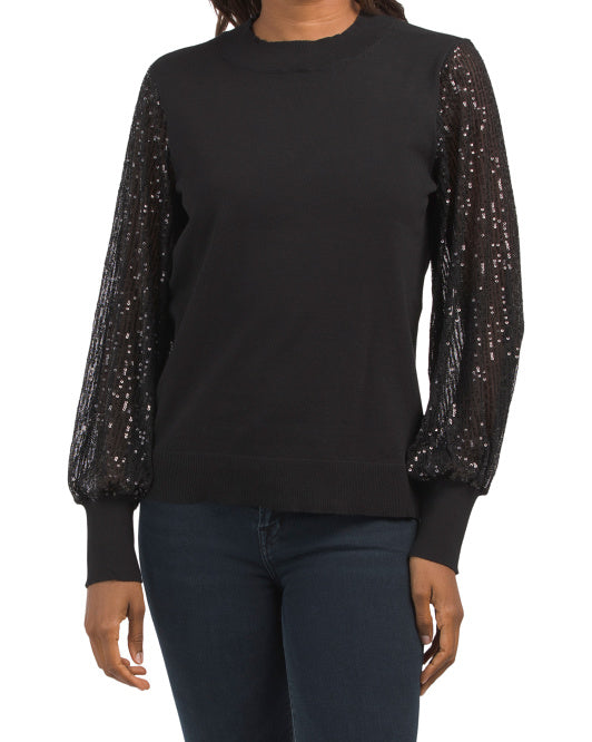 Sequin Sleeve Sweater