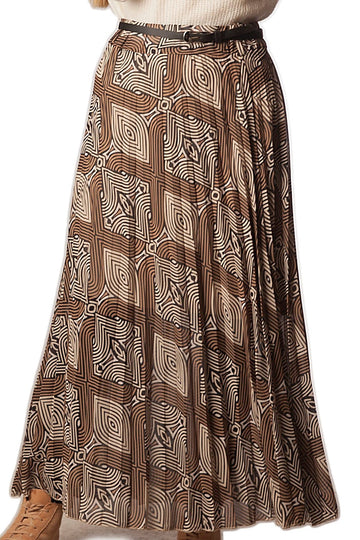 Abstract Ikat Design Pleated Skirt