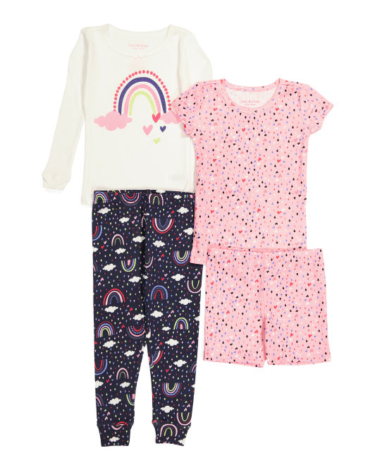 Toddler Girl 4pc Rainbow Theme Tight Fit Pajama Set