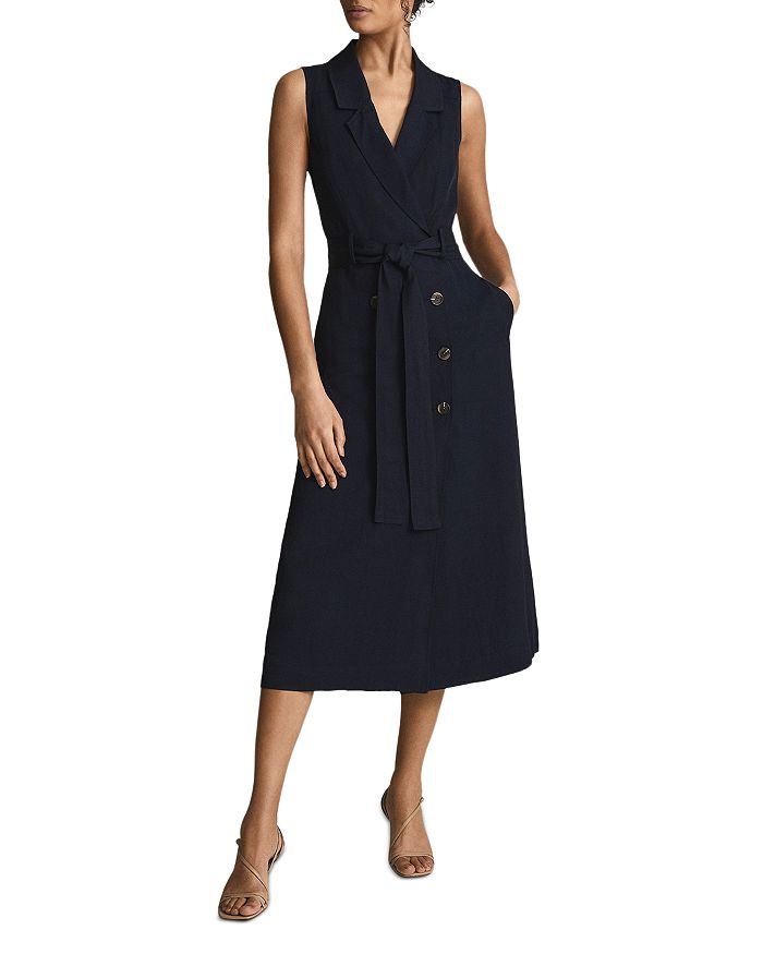 REISS - Mariah Belted Double Breasted Sleeveless Dress