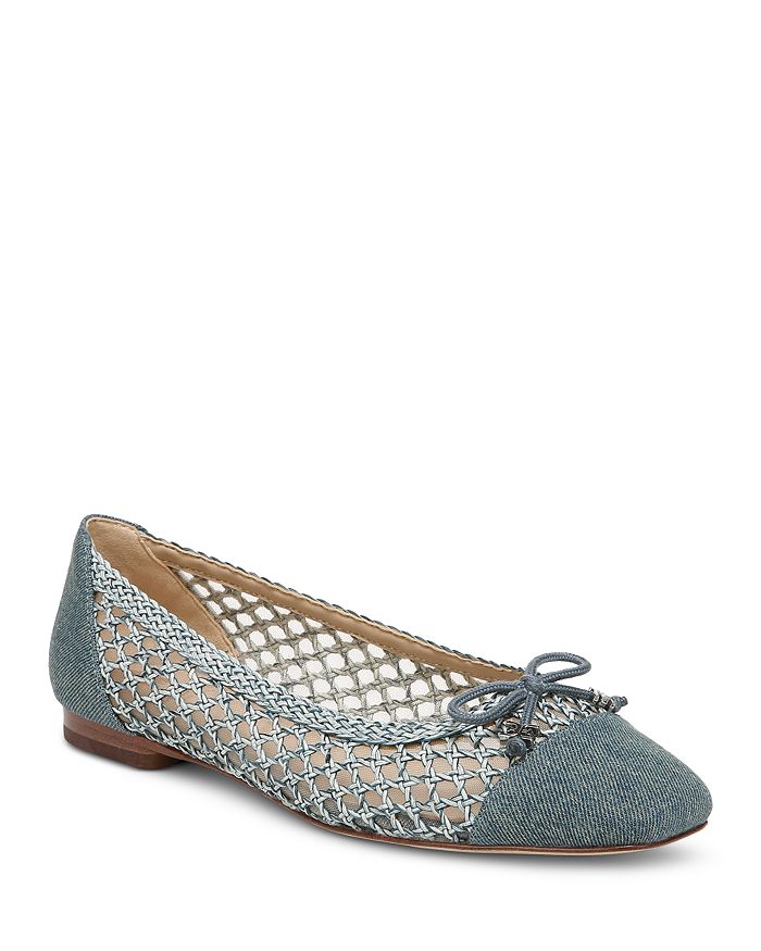 Sam Edelman - Women's May Square Toe Bow Accent Openwork Flats