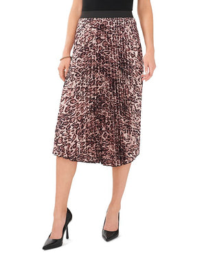 VINCE CAMUTO - Animal Print Pleated Midi Skirt