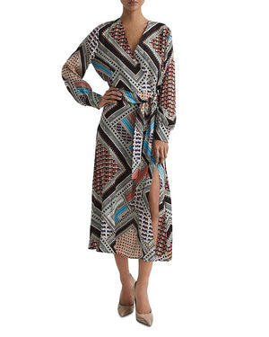 REISS - Alegra Scarf Print Midi Dress