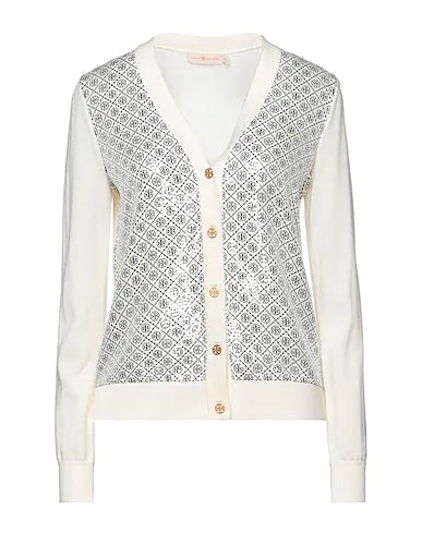 TORY BURCH Cardigan Ivory 100% Silk, Merino Wool