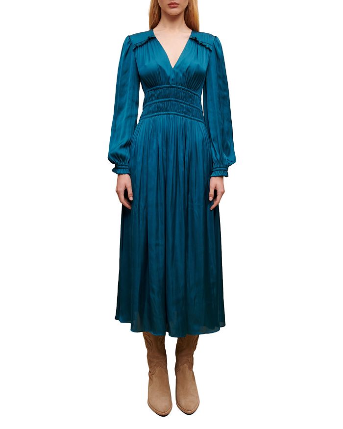Maje - Riannette Smocked Midi Dress