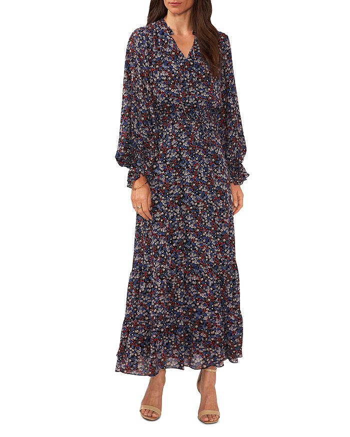 VINCE CAMUTO - Long Sleeve Floral Print Maxi Dress