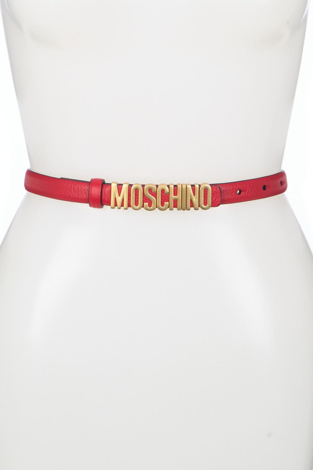 MOSCHINO Logo Buckle Belt, Main, color, RED