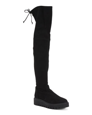 Made In Spain Suede Lug Sole Over The Knee Boots