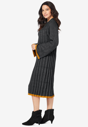 Roaman's Women's Plus Size Swing Sweater Dress Mock Turtleneck Wide Sleeves - image 4 of 5