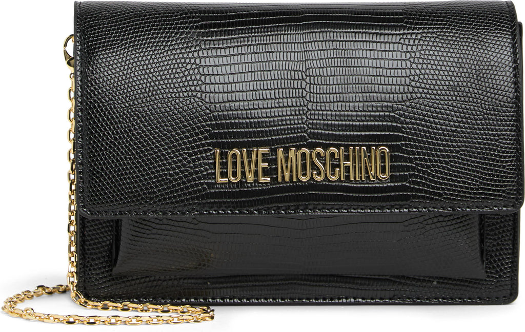 LOVE MOSCHINO Snake Embossed Crossbody Bag, Main, color, NERO