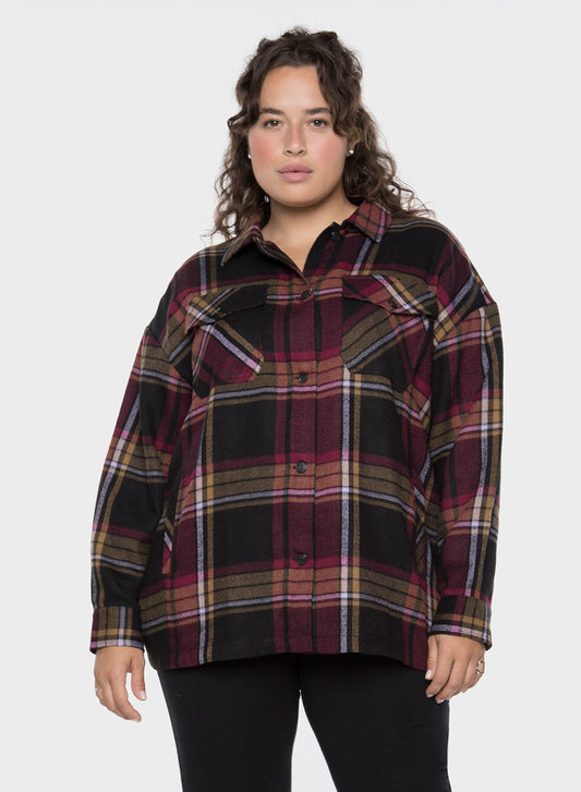 Oversized Plaid Shirt Jacket