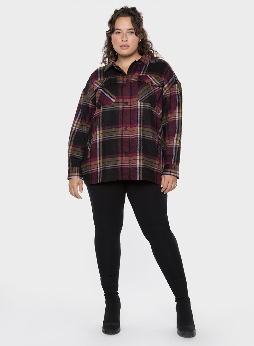 Oversized Plaid Shirt Jacket