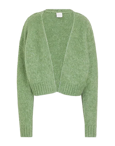 8 by YOOX Cardigan OVERSIZED FIT CROPPED CARDIGAN Sage green 28% Merino Wool, 27% Alpaca wool, 24% Recycled polyamide, 20% Recycled polyester, 1% Elastane