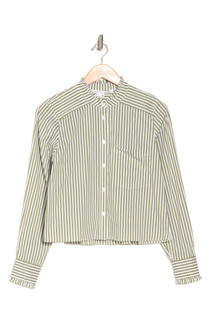 Veronica Beard Whitman Stripe Blouse, Alternate, color, STONE ARMY/ ECRU