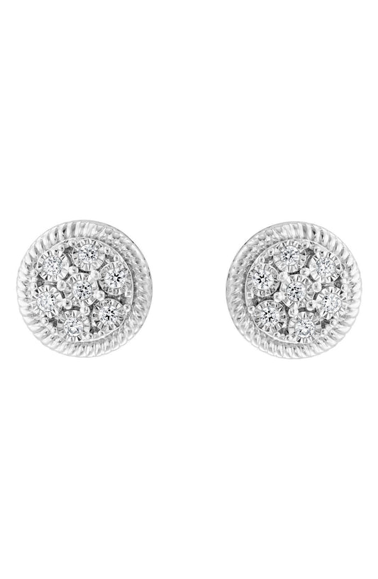 EFFY Sterling Silver Round Diamond Stud Earrings - 0.09 ctw., Main, color, WHITE