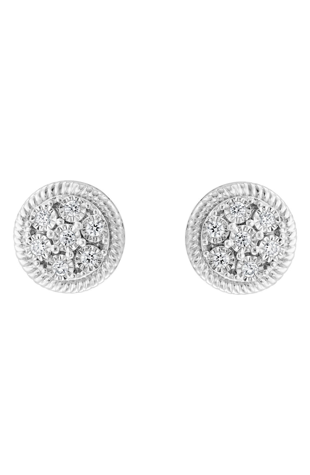 EFFY Sterling Silver Round Diamond Stud Earrings - 0.09 ctw., Main, color, WHITE