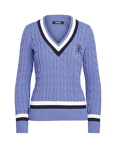 LAUREN RALPH LAUREN Sweater CABLE-KNIT CRICKET SWEATER
 Pastel blue 100% Cotton