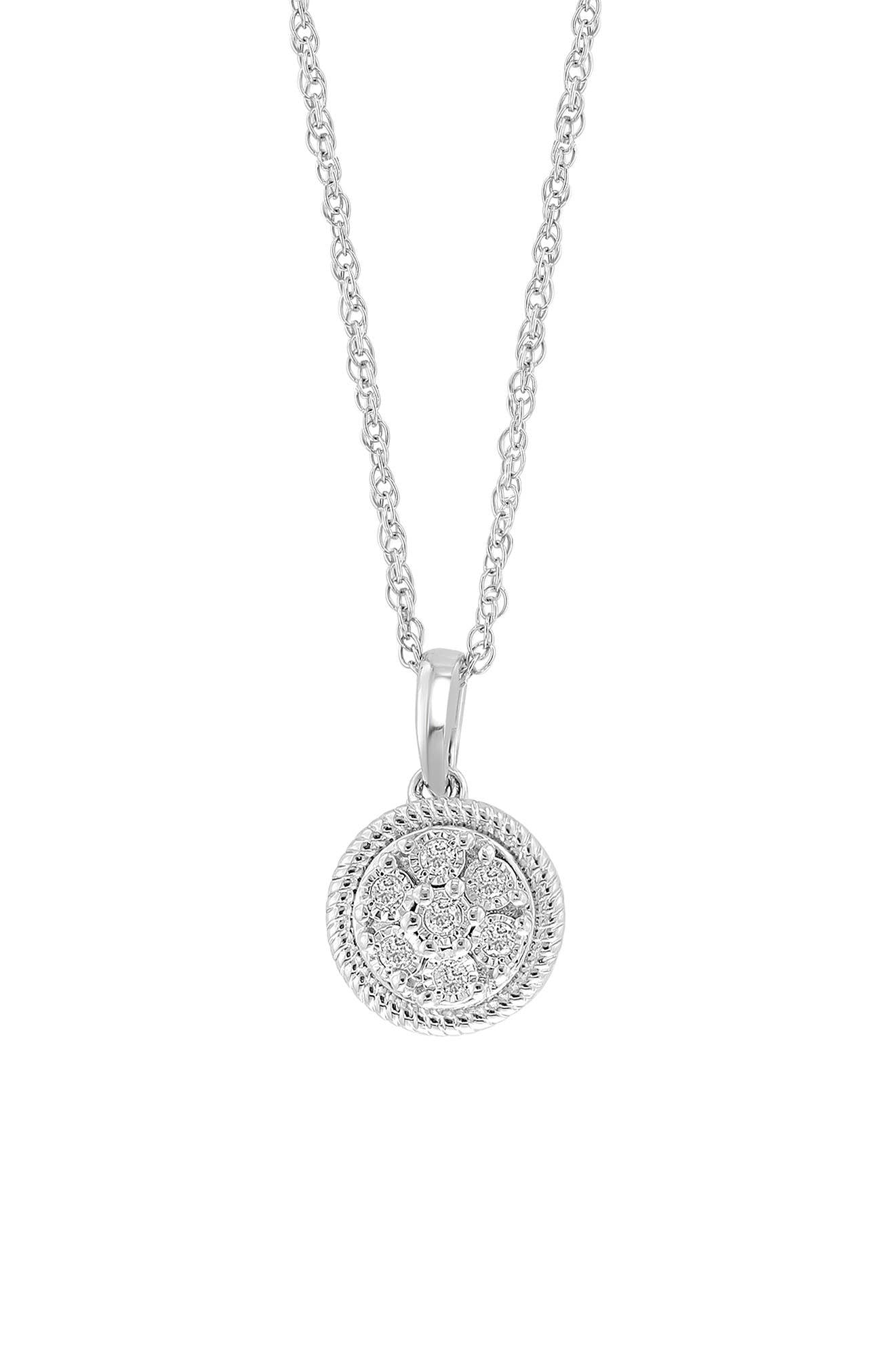 EFFY Sterling Silver Diamond Pendant Necklace - 0.09 ctw., Main, color, WHITE