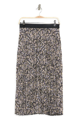 VINCE CAMUTO Pleated Midi Skirt, Alternate, color, BLACK YELLOW LAVENDER