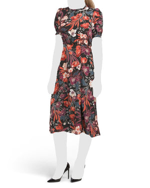 Short Sleeve Floral Midi Dress