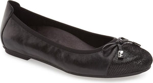 Vionic 'Minna' Leather Flat, Main, color, BLACK LEATHER