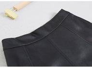 2023 Women's New Mid Length PU Leather Skirt  The Classic Solid High Waist Large Swing Lazy woman skirt