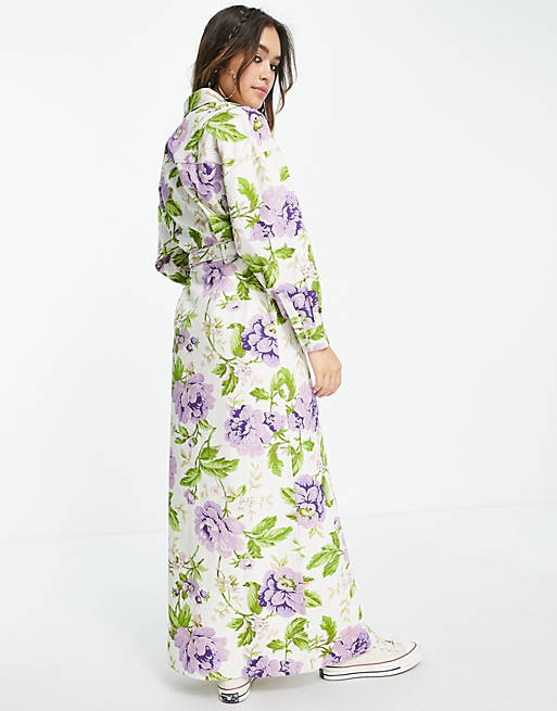 ASOS DESIGN twill maxi shirt dress in floral print