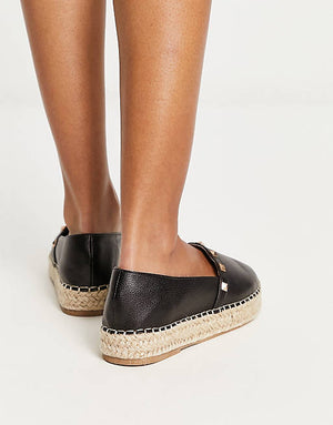 Truffle Collection faux leather studded espadrilles in black