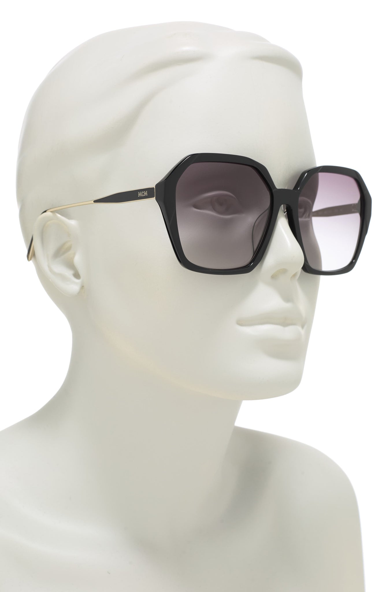 MCM 60mm Geometric Sunglasses, Alternate, color, BLACK