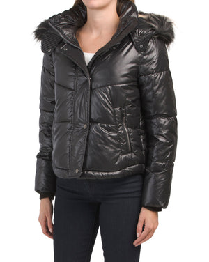 Minna Puffer With Faux Fur Trim Hood