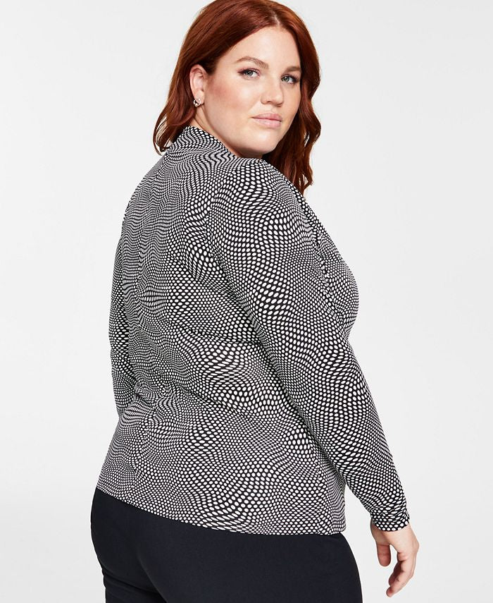 Alfani - Plus Size Printed Long-Sleeve Shirt