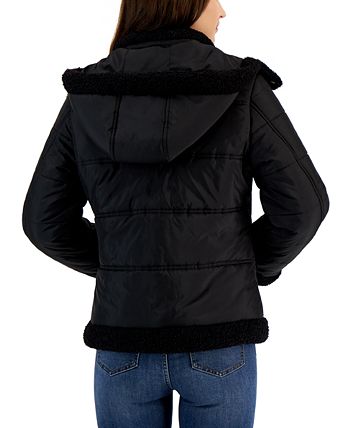 Maralyn & Me - Juniors' Fleece-Trim Hooded Puffer Coat