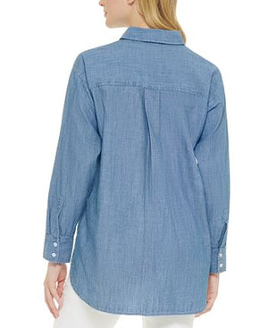 Karl Lagerfeld Paris - Women's Cotton Faux Pocket Shirt