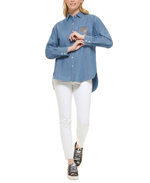 Karl Lagerfeld Paris - Women's Cotton Faux Pocket Shirt
