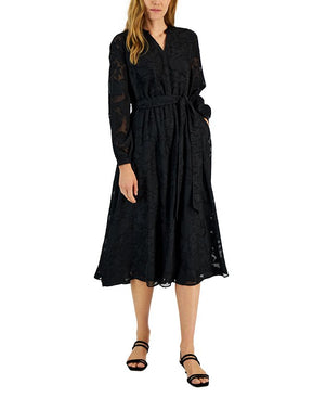 Alfani - Women's Tonal Jacquard-Print Sheer-Sleeve Dress
