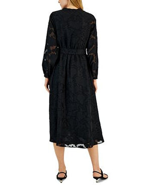 Alfani - Women's Tonal Jacquard-Print Sheer-Sleeve Dress