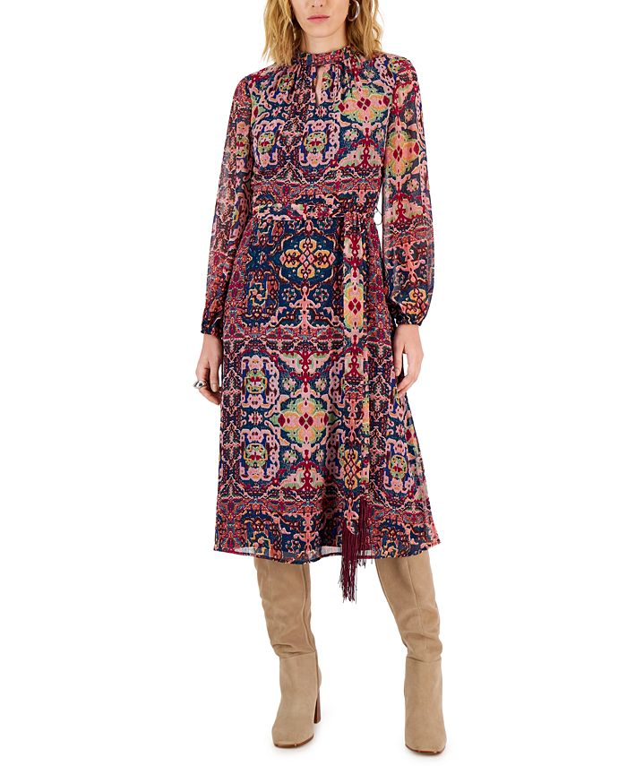 Tahari ASL - Women's Tapestry-Print Chiffon Midi Dress