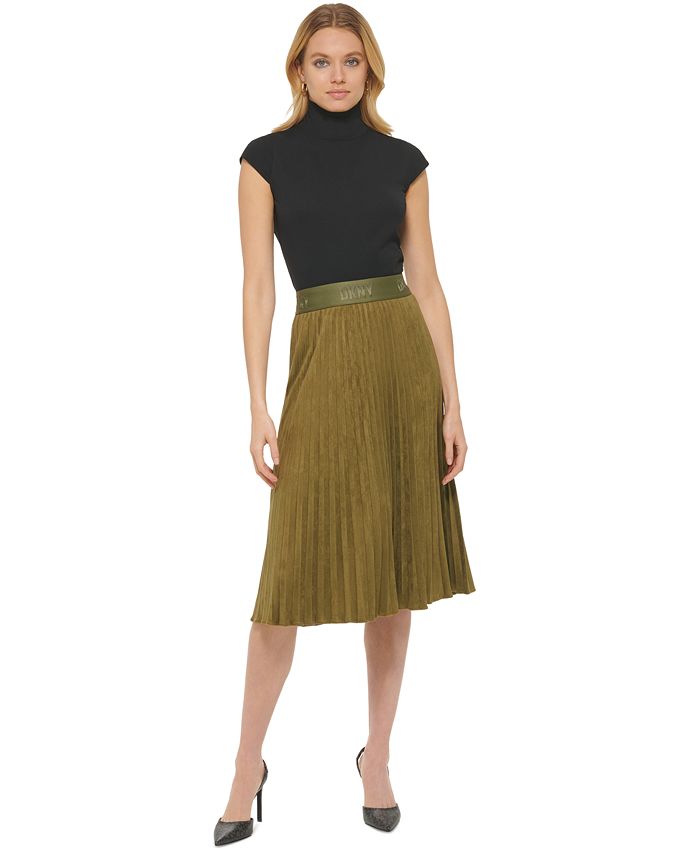 DKNY - Women's Pleated Faux Suede Skirt