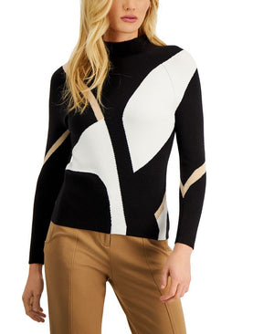 Donna Karan - Women's Colorblocked Mock-Neck Sweater
