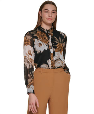 Calvin Klein - Women's Long Sleeve Floral Blouse